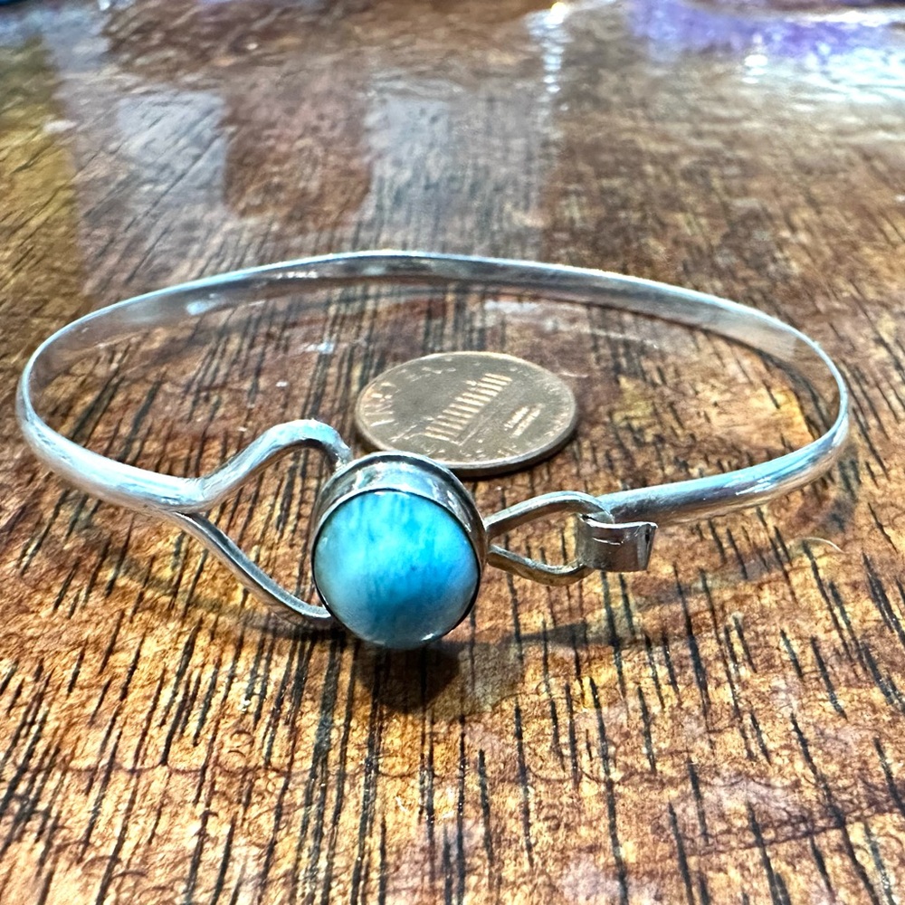 Sterling Silver and Larimar Bracelet - Picture 3 of 5